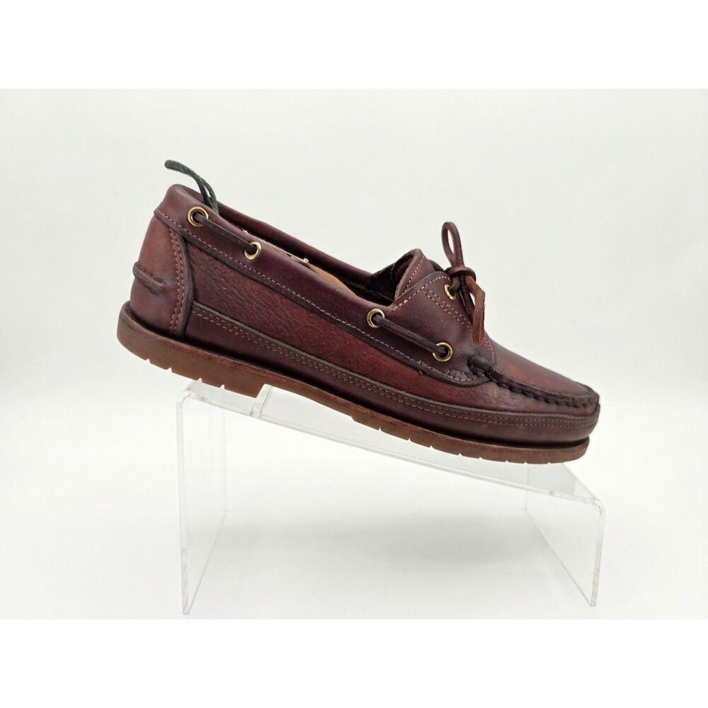 Gokey Boat Shoes Brown Leather Moccasin Vibram Sole Made In USA Sz 8.5